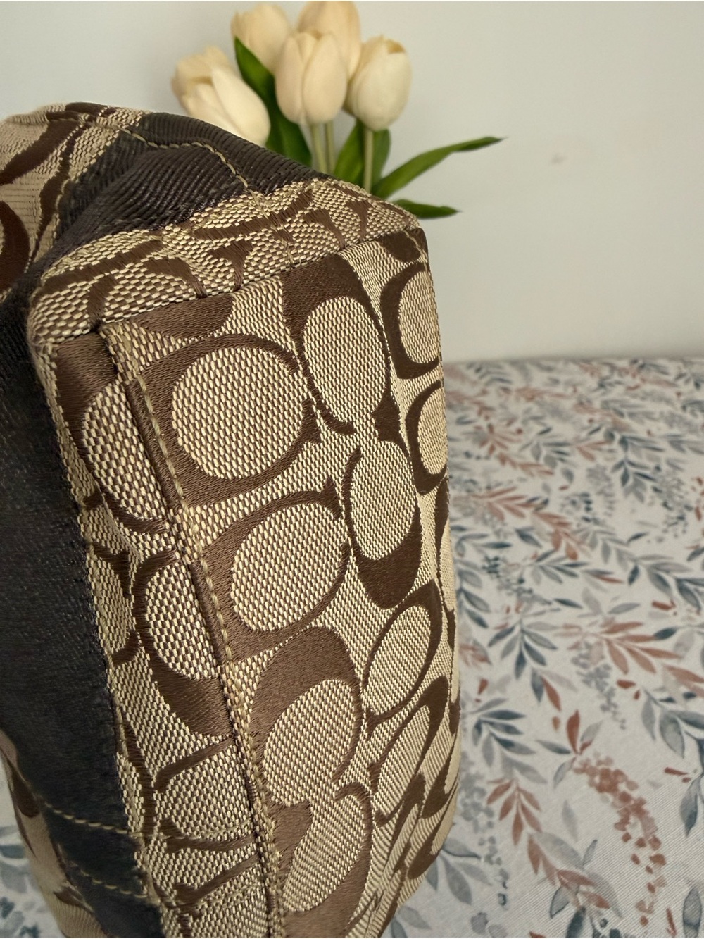 Coach Brown and Tan Signature Jacquard Mini bag - Picture 6 of 9